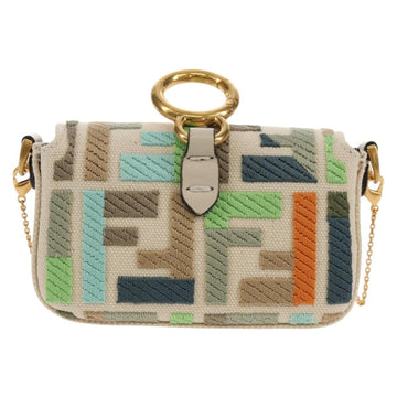 FENDI Zucca Canvas Nano Baguette Pouch Multicolor Auth 153326M - 0