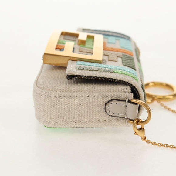 FENDI Zucca Canvas Nano Baguette Pouch Multicolor Auth 153326M