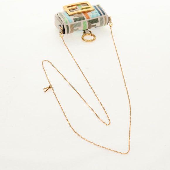 FENDI Zucca Canvas Nano Baguette Pouch Multicolor Auth 153326M