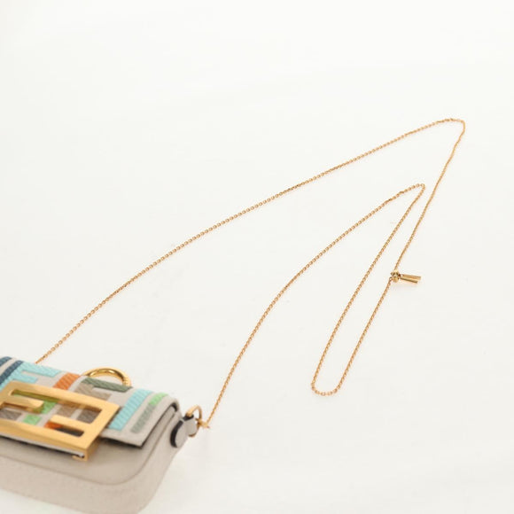 FENDI Zucca Canvas Nano Baguette Pouch Multicolor Auth 153326M