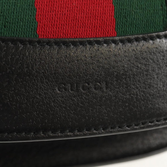 GUCCI Totem Butterfly Web Sherry Line Bag Leather Black 505387 Auth 153330SAM