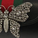 GUCCI Totem Butterfly Web Sherry Line Bag Leather Black 505387 Auth 153330SAM-19