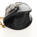 GUCCI Totem Butterfly Web Sherry Line Bag Leather Black 505387 Auth 153330SAM-4
