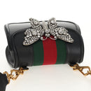 GUCCI Totem Butterfly Web Sherry Line Bag Leather Black 505387 Auth 153330SAM-6
