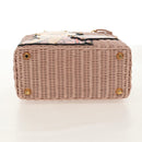 PRADA MIDOLLINO PATCH Wicker Basket Bag Bag Rattan Pink Gold 1BG835 Auth 153331V-5