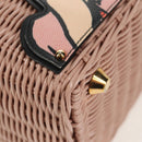 PRADA MIDOLLINO PATCH Wicker Basket Bag Bag Rattan Pink Gold 1BG835 Auth 153331V-16