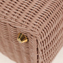 PRADA MIDOLLINO PATCH Wicker Basket Bag Bag Rattan Pink Gold 1BG835 Auth 153331V-17