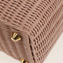 PRADA MIDOLLINO PATCH Wicker Basket Bag Bag Rattan Pink Gold 1BG835 Auth 153331V-19