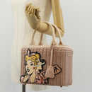 PRADA MIDOLLINO PATCH Wicker Basket Bag Bag Rattan Pink Gold 1BG835 Auth 153331V-28