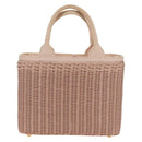 PRADA MIDOLLINO PATCH Wicker Basket Bag Bag Rattan Pink Gold 1BG835 Auth 153331V-2