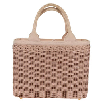PRADA MIDOLLINO PATCH Wicker Basket Bag Bag Rattan Pink Gold 1BG835 Auth 153331V - 0