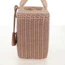 PRADA MIDOLLINO PATCH Wicker Basket Bag Bag Rattan Pink Gold 1BG835 Auth 153331V-3