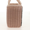 PRADA MIDOLLINO PATCH Wicker Basket Bag Bag Rattan Pink Gold 1BG835 Auth 153331V-4