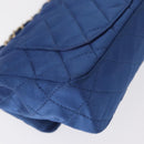 CHANEL Matelasse 20 Chain Shoulder Bag Satin Blue Gold CC Auth 153332SM-16