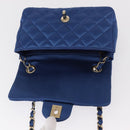 CHANEL Matelasse 20 Chain Shoulder Bag Satin Blue Gold CC Auth 153332SM-19