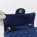 CHANEL Matelasse 20 Chain Shoulder Bag Satin Blue Gold CC Auth 153332SM-20