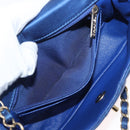CHANEL Matelasse 20 Chain Shoulder Bag Satin Blue Gold CC Auth 153332SM-26