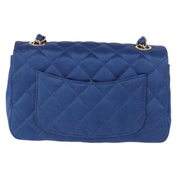 CHANEL Matelasse 20 Chain Shoulder Bag Satin Blue Gold CC Auth 153332SM - 0