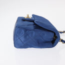 CHANEL Matelasse 20 Chain Shoulder Bag Satin Blue Gold CC Auth 153332SM-3