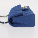 CHANEL Matelasse 20 Chain Shoulder Bag Satin Blue Gold CC Auth 153332SM-4
