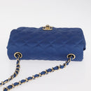 CHANEL Matelasse 20 Chain Shoulder Bag Satin Blue Gold CC Auth 153332SM-6