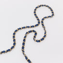 CHANEL Matelasse 20 Chain Shoulder Bag Satin Blue Gold CC Auth 153332SM-8