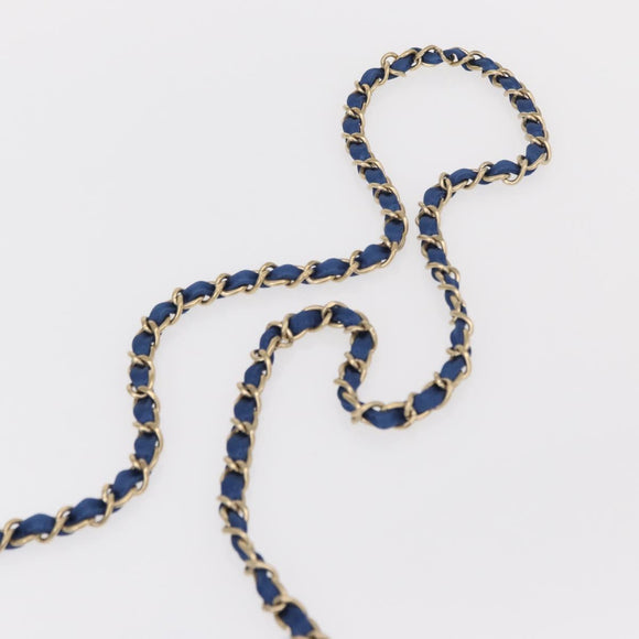 CHANEL Matelasse 20 Chain Shoulder Bag Satin Blue Gold CC Auth 153332SM