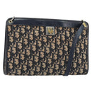 Christian Dior Trotter Canvas Shoulder Bag Navy Gold Auth 153348-1
