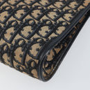 Christian Dior Trotter Canvas Shoulder Bag Navy Gold Auth 153348-15