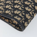 Christian Dior Trotter Canvas Shoulder Bag Navy Gold Auth 153348-16