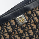 Christian Dior Trotter Canvas Shoulder Bag Navy Gold Auth 153348-17