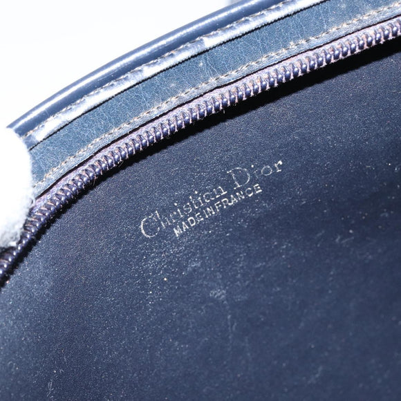 Christian Dior Trotter Canvas Shoulder Bag Navy Gold Auth 153348