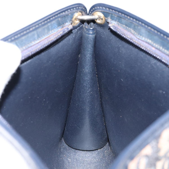 Christian Dior Trotter Canvas Shoulder Bag Navy Gold Auth 153348