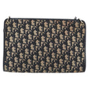 Christian Dior Trotter Canvas Shoulder Bag Navy Gold Auth 153348-2