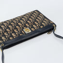 Christian Dior Trotter Canvas Shoulder Bag Navy Gold Auth 153348-6