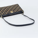 Christian Dior Trotter Canvas Shoulder Bag Navy Gold Auth 153348-7