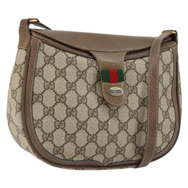 GUCCI GG Supreme Web Sherry Line Bag PVC Beige Gold 10 02 056 Auth 153349