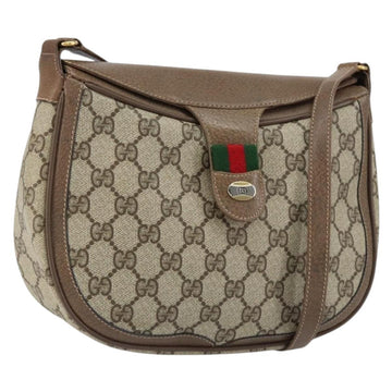 GUCCI GG Supreme Web Sherry Line Bag PVC Beige Gold 10 02 056 Auth 153349