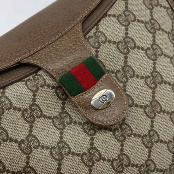 GUCCI GG Supreme Web Sherry Line Bag PVC Beige Gold 10 02 056 Auth 153349