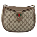 GUCCI GG Supreme Web Sherry Line Bag PVC Beige Gold 10 02 056 Auth 153349-13