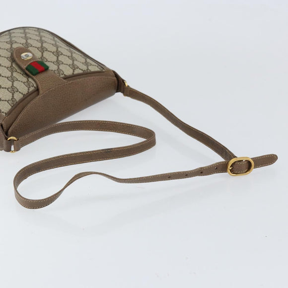 GUCCI GG Supreme Web Sherry Line Bag PVC Beige Gold 10 02 056 Auth 153349