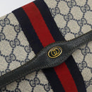 GUCCI GG Supreme Sherry Line Clutch Bag PVC Navy Red 84 01 007 Auth 153350-8