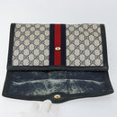 GUCCI GG Supreme Sherry Line Clutch Bag PVC Navy Red 84 01 007 Auth 153350-9
