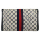 GUCCI GG Supreme Sherry Line Clutch Bag PVC Navy Red 84 01 007 Auth 153350-2