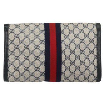 GUCCI GG Supreme Sherry Line Clutch Bag PVC Navy Red 84 01 007 Auth 153350 - 0