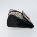 GUCCI GG Supreme Sherry Line Clutch Bag PVC Navy Red 84 01 007 Auth 153350-3