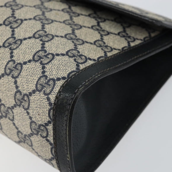 GUCCI GG Supreme Sherry Line Clutch Bag PVC Navy Red 84 01 007 Auth 153350