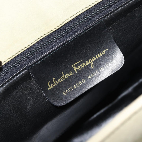 Salvatore Ferragamo Vala Shoulder Bag Suede Gold Light green Auth 153351