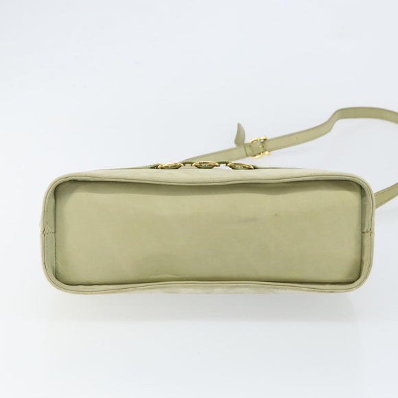 Salvatore Ferragamo Vala Shoulder Bag Suede Gold Light green Auth 153351