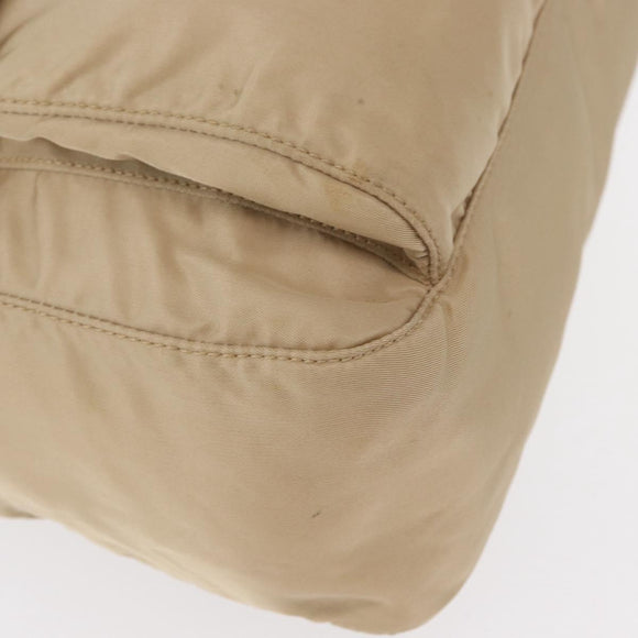 PRADA Shoulder Bag Nylon Beige Silver Auth 153352